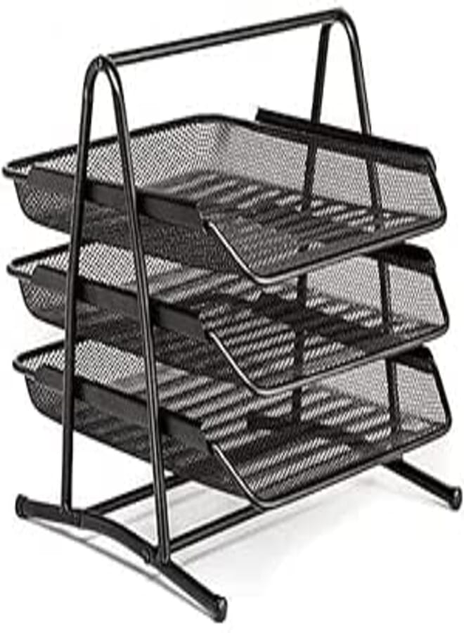 Hi-Range Desk Deposit Tray 3 Layer A4 Metal tray Office Desk Organiser Paper office Mesh Document Basket File Paper Tray Letter Organiser Holder Desktop Accessories